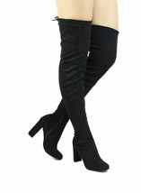 Liliana Kenzy-6 Thigh High Over The Knee Round Toe Chunky Heel Boots - $24.99