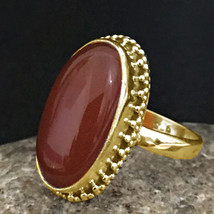925 Sterling Silver Carnelian Gemstone Rose Gold / Gold Plated Ring GRS-1129 - £31.22 GBP+