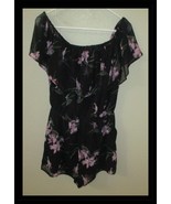 BB DAKOTA Romper Size M Makayla Off The Shoulder Floral Iris Black Elast... - $24.35 CAD