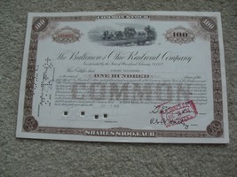 Vintage 1954 Stock Certificate B&amp;O Railroad Company 100 Shares - $22.77