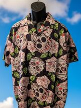 Zucker Totenköpfe Hawaiihemd Herren Tropisch Knopf Freizeit Aloha Bademo... - $32.98