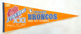 Vtg NFL Football Pennant-Denver Broncos Super Bowl XXI-30&quot; Banner-1986 AFC Champ - £16.13 GBP