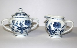 Blue Danube Onion 3-Piece Creamer and Sugar Bowl Set with Lid, Japan - £15.69 GBP