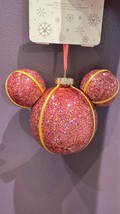 Disney Parks Mickey Mouse Shape Frosted Red Embellished Ornament NEW - $44.90