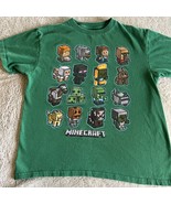 Mojang Minecraft Boys Green Creeper Zombie Cheetah Short Sleeve Shirt 10 - $12.64 CAD