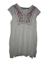 Sonoma Tiered Dress Women&#39;s X-Large White Embroidered Flutter Sleeve Split Neck - £31.81 GBP