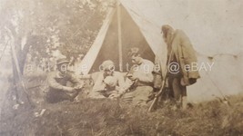 1800s Antique Photograph Of Men Camping Playing Cards Tent Gypsy - £30.32 GBP