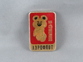 Moscow 1980 Olympic Sponsor Pin - Aeroflot Misha Graphic - Stamped Pin  - £22.82 GBP