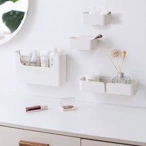 Floating Shelf Wall Mounted Non-Drilling Adhesive Bathroom Organizer Led... - £29.86 GBP