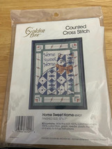 1990 Golden Bee Counted Cross Stitch Home Sweet Home Cat w/Small Frame *... - $257.64 MXN