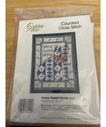 1990 Golden Bee Counted Cross Stitch Home Sweet Home Cat w/Small Frame *... - $257.64 MXN