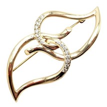 Authentic! Tiffany &amp; Co 18k Yellow Gold Diamond Two Leaf Double Brooch P... - $3,000.00