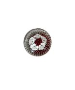 Vintage Art Glass Paperweight – Red &amp; White Floral Bubble Design Hand Blown - €34,72 EUR