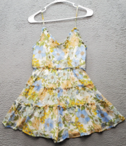 Blu Pepper Romper Womens Small Multi Floral Lined Spaghetti Strap Smocke... - $22.95