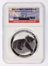 2012-P Australia S$1 Silver 1 oz. Koala Graded by NGC as MS-69 First 7500 Struck - £47.48 GBP