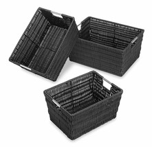 Set 3 Black Storage Baskets Nesting Bins Home Organizer Utility Nursery ... - $141.99