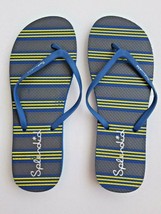 Splendid Women&#39;s Striped Flip Flops Thong Blue / Yellow ( L ) - $43.94