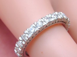 Vintage MID-CENTURY 1.30ctw Diamond Platinum Eternity Band Ring 1950 Size 6.75 - $1,583.01