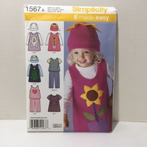 Simplicity 1567 Size 1/2-4 Toddlers&#39; Jumper Top Pants Knit Top Hat - £10.11 GBP