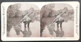 c1900s Cosmopolitan Series Stereograph #506 Making A Good Haul Fly Fishing - £7.58 GBP