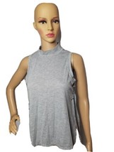 Hom Venice Be Happy Womens Top Shirt Sleeveless Side Tie Gray Size Small - $9.79