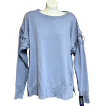 Sweatshirt Womens Ideology Criss Cross Sleeve Crewneck Purple Size Medium New - £10.38 GBP