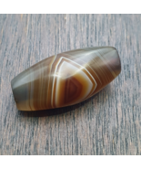 Himalayan Indo Tibetan Agate bead Suleimany Eye &amp; Lines Pattern Agate Am... - $45.08