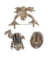 Argent Sterling &amp; Pierre Précieuse Grenouilles,Crapauds Broches,Pendenti... - $3,776.10 MXN
