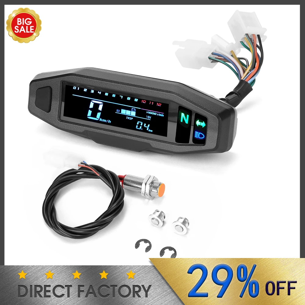Mini Universal LCD Digital Motorcycle Meter Speedometer Digital Odo-meter Electr - £116.76 GBP