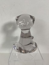 Heavy Clear Glass Sitting Cat Figure Bubbles Paperweight 3.75&quot; - £11.90 GBP