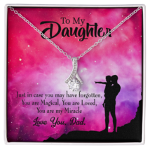 To My Daughter Dad&#39;s Miracle Alluring Ribbon Necklace Message Card - £52.92 GBP+