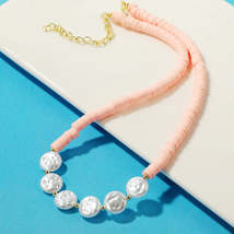 Pearl &amp; Pink Polymer Clay 18K Gold-Plated Beaded Necklace - £11.35 GBP