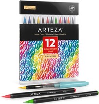Arteza Real Brush Pens, 12 Paint Markers with Flexible Brush Tips, Profe... - £43.87 GBP