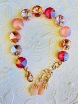 Rose Gold Pink Light Pink Opal Rivoli Austrian Crystal Bracelet Bridesma... - £26.02 GBP