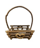 Vtg Adirondack Style Twig Basket w/ Heart Wreath Primitive Rustic Countr... - $605.72 MXN
