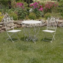 Zaer Ltd. Three Piece Metal Bistro Set with Aster Flower Accents Copenhagen 1843 - £456.36 GBP