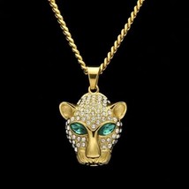 4Ct Round Cut Lab Created Diamond Panther Pendant 14K Yellow Gold Plated - £150.10 GBP