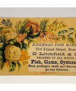Antique Victorian 1877 Railroad Fish Market Boston Business Card 3.25 x 2 - $126.49