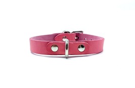 Pink 3/4&quot; Leather Day Collar &amp; Silver Hardware in Mona, Sub Choker, BDSM, Fetish - £35.97 GBP