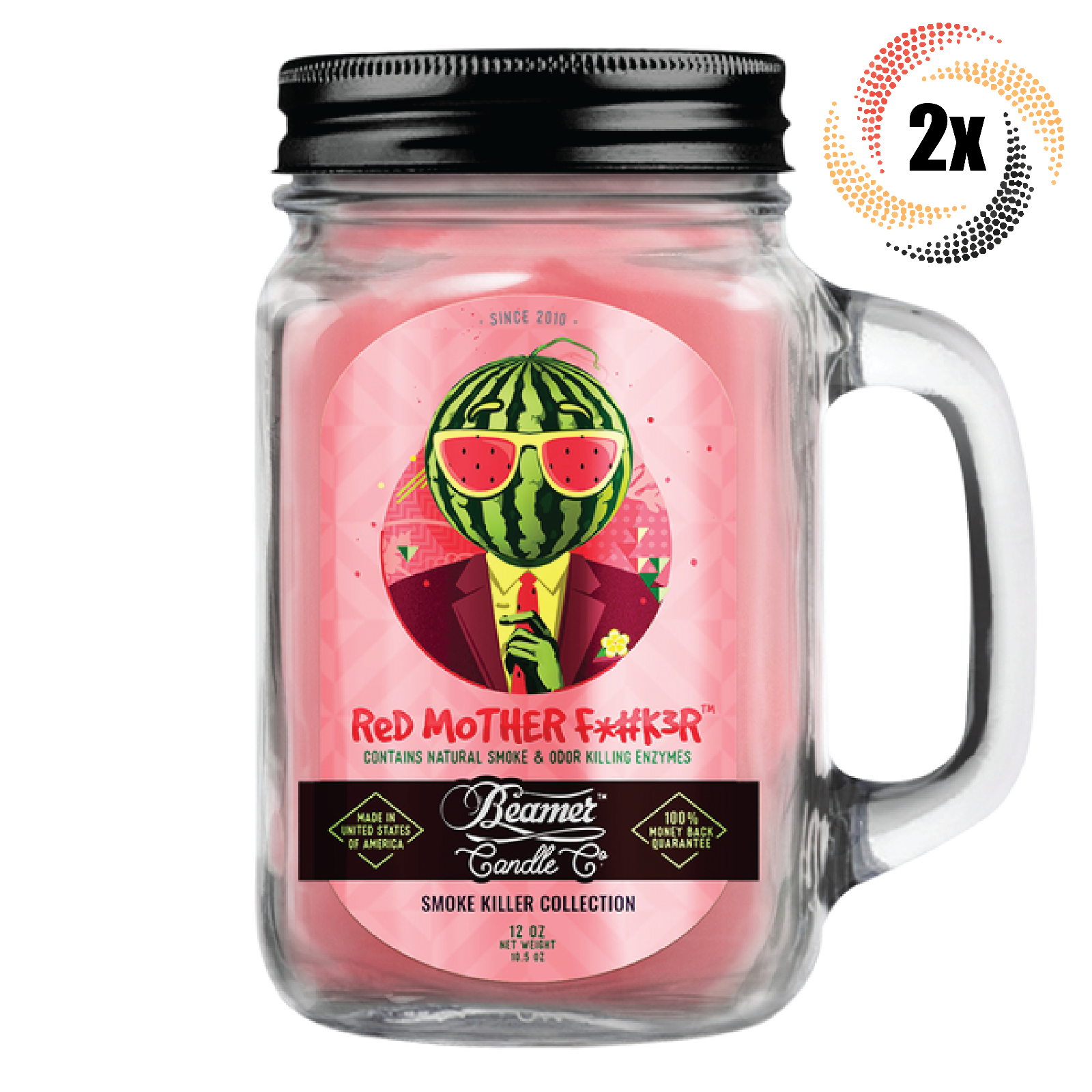 Primary image for 2x Jars Beamer Candle Red Mother F*#k3r Odor Eliminator Candle | 12oz