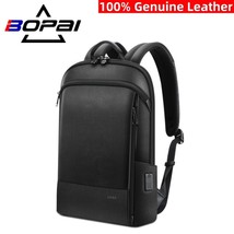 Genuine Leather Backpack Men 100% Natural cowhide Business Travel Bag Slim Lapto - £173.93 GBP