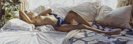 Lost In The Reverie by Steve Hanks Sexy Nude Girl On Bed Fine Art Print  - £38.72 GBP