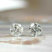 2 CT Round Cubic Zirconia Stud Post Pushback Earrings In Solid Sterling Silver - £31.10 GBP