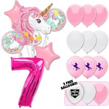 Pretty In Pink Unicorn Deluxe Balloon Bouquet - Pink Number 7 - $32.99