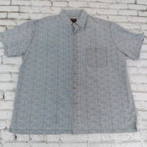 St Johns Bay Shirt Mens XL Blue Geometric Button Up Cotton Pocket Vintage 90s - £15.72 GBP