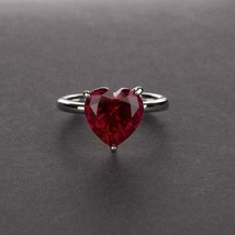 2 Ct Heart Simulated Red Garnet Promise Ring Women&#39;s 14k White Gold Plated - £57.39 GBP