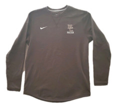 Nike Polo Shirt Men L Large Brown MC Soccer Logo Long Sleeve Athletic Wear - £11.12 GBP