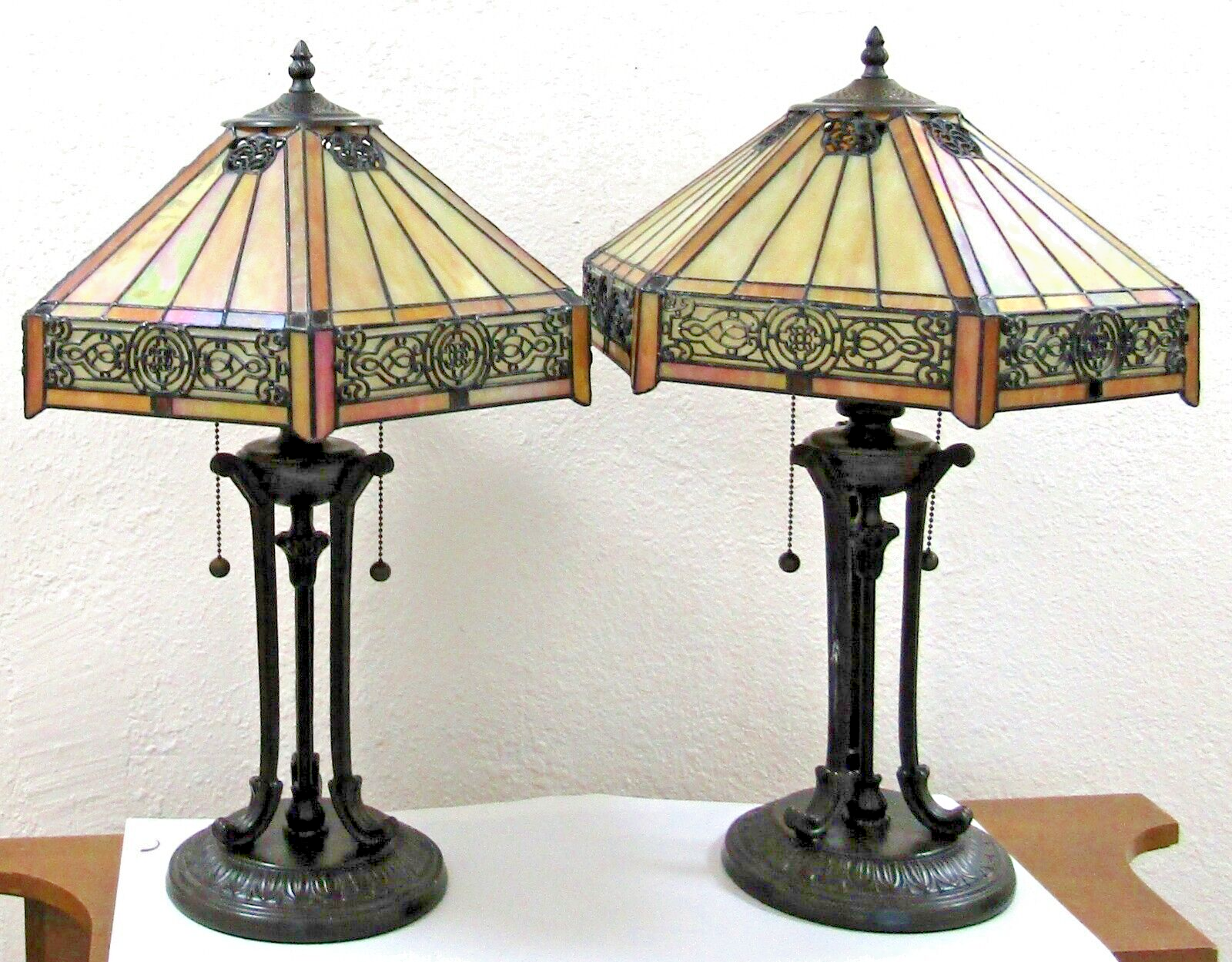 Matching Pair of Quoizel Tiffany Table Lamps Vintage Bronze TF6669VB - $692.01