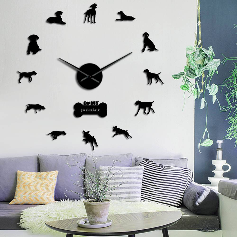German Shorthaired Pointer Dog Breed Modern 3D DIY Wall Clock  Deutsch Kurzhaar