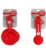 8-Piece Red Plastic Kitchen Tools Bundle - 4 Nesting Measuring Cups, 4 N... - £8.44 GBP